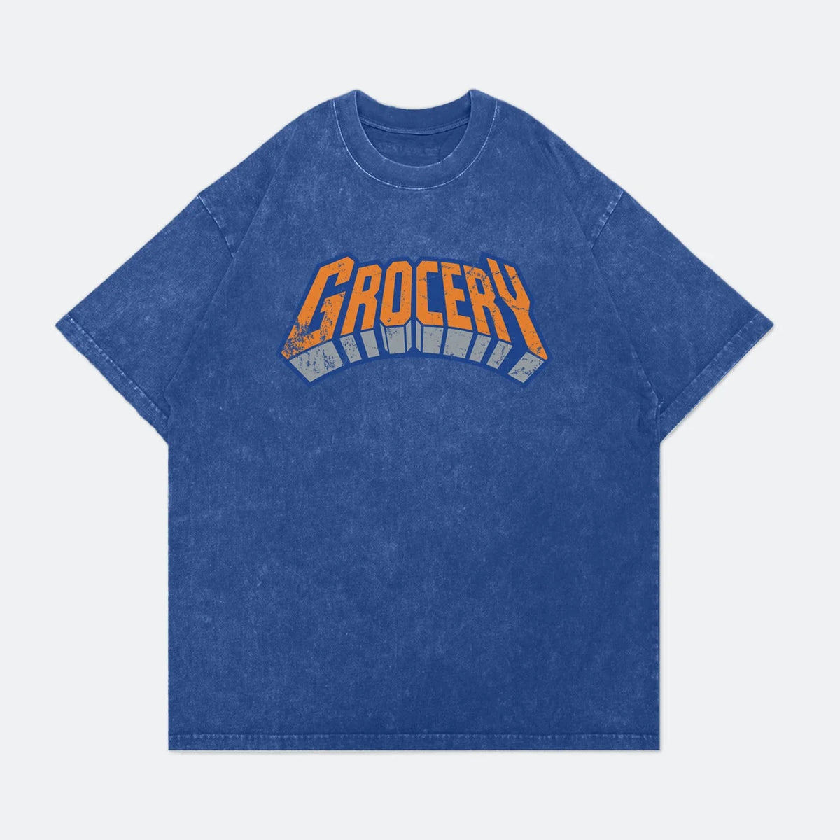 GROCERY KING OF NY WASHED GRAPHIC TEE BY ADAM LISTER - BLUE