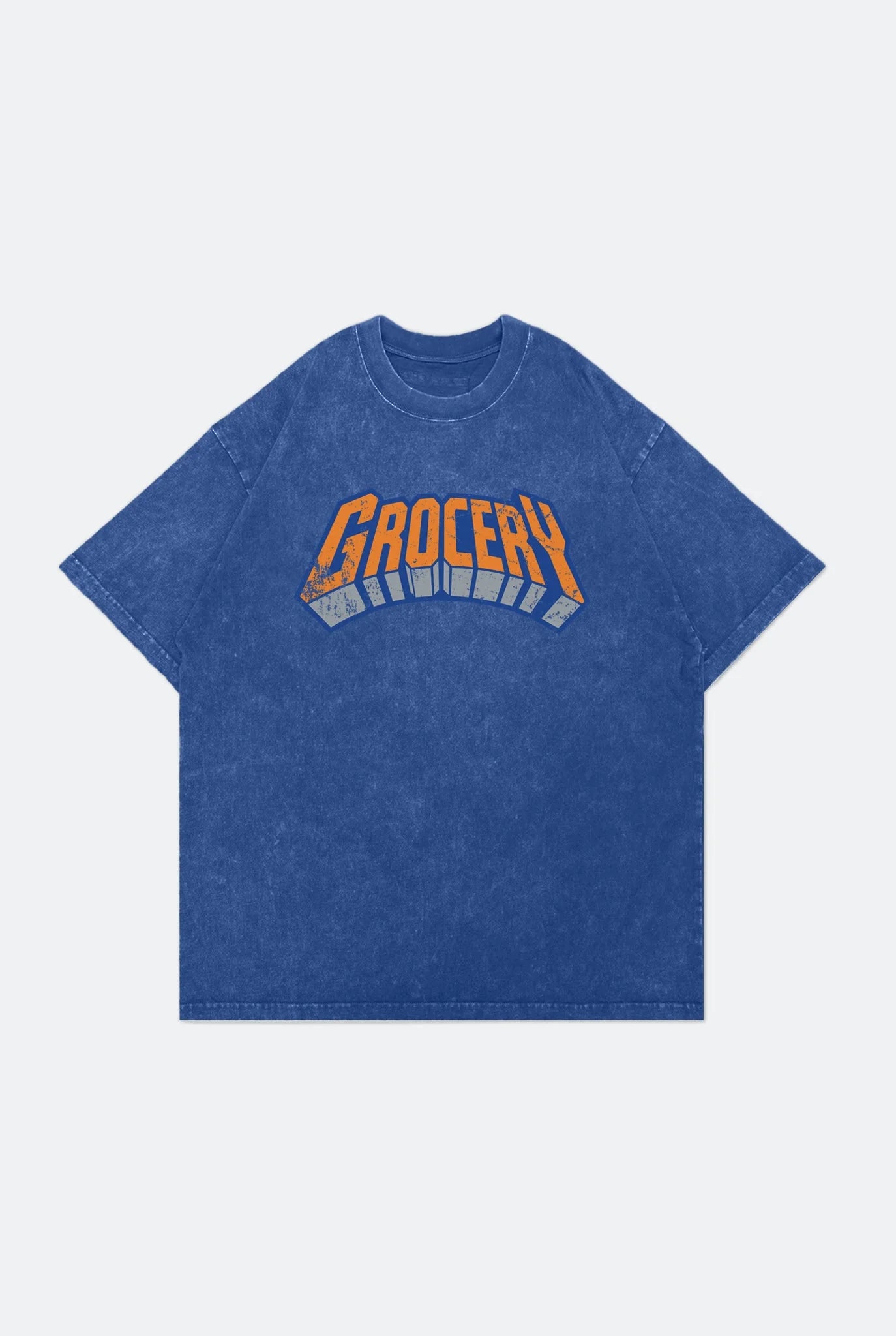GROCERY KING OF NY WASHED GRAPHIC TEE BY ADAM LISTER - BLUE