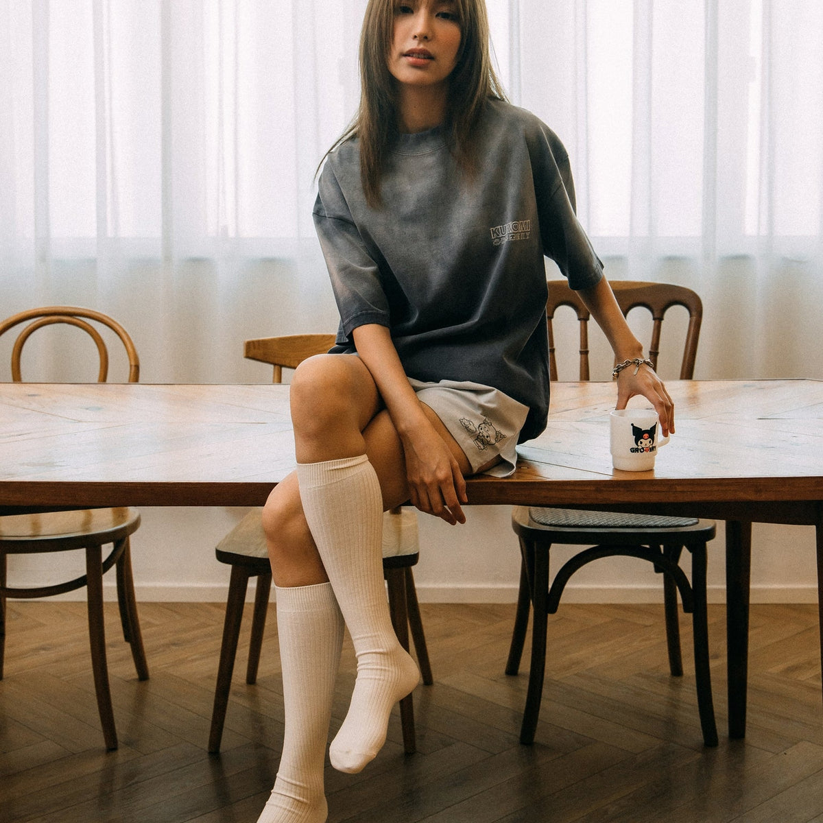 KUROMI BOXER SHORTS/ GREY