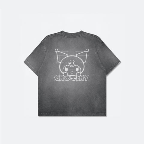 KUROMI KIDS SKETCH KUROMI WASHED GRAPHIC TEE/ FADED BLACK