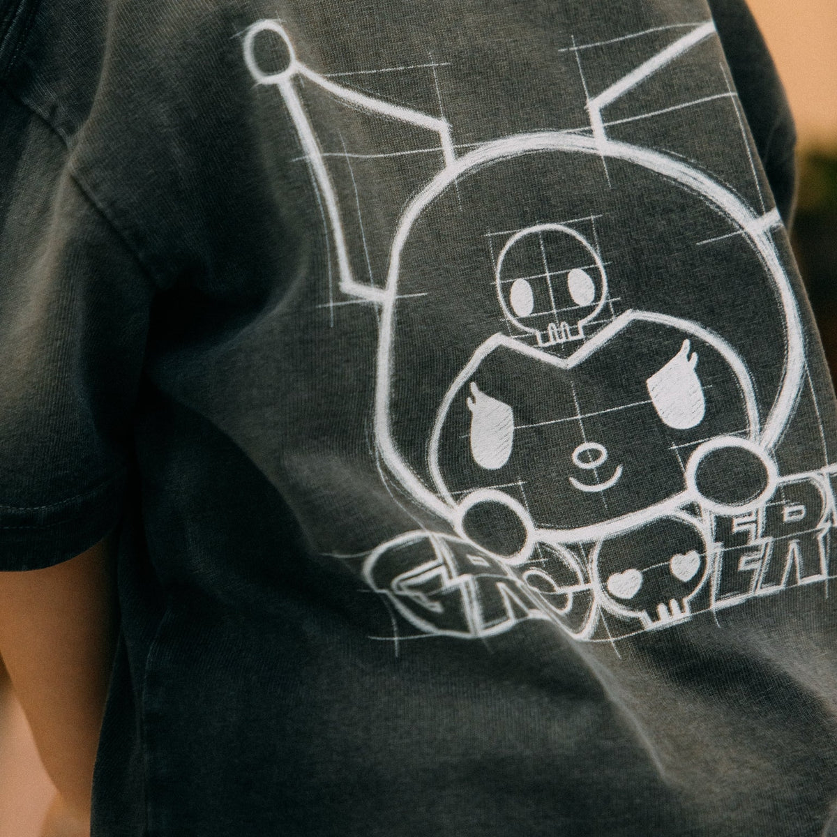 KUROMI KIDS SKETCH KUROMI WASHED GRAPHIC TEE/ FADED BLACK