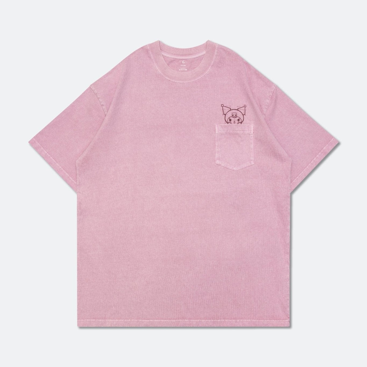 KUROMI MY BEDROOM WASHED GRAPHIC TEE/ WASHED MAUVE PINK