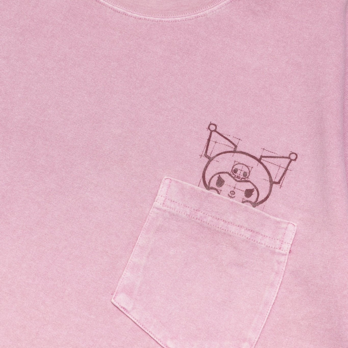 KUROMI MY BEDROOM WASHED GRAPHIC TEE/ WASHED MAUVE PINK