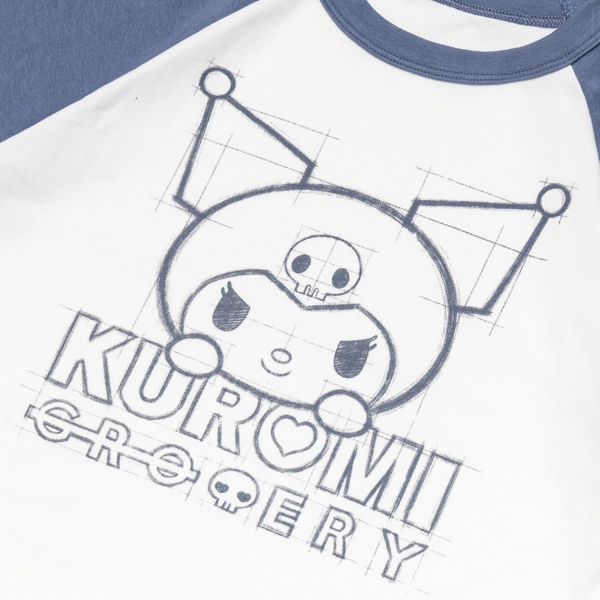KUROMI RAGLAN BABY TEE/ WHITE & PURPLE