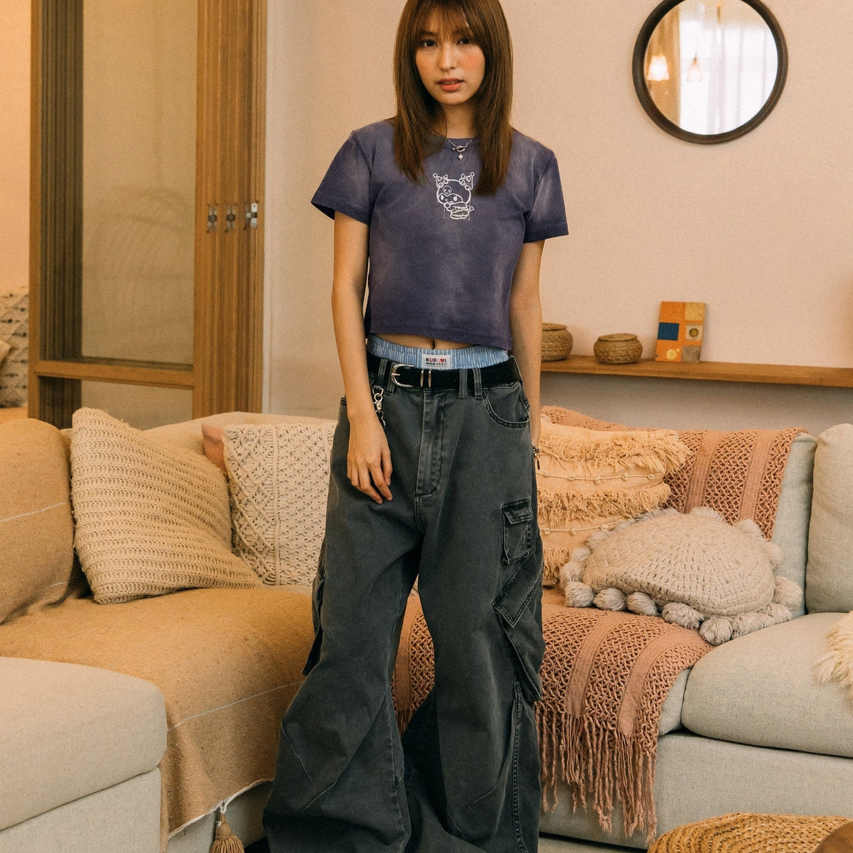 KUROMI REVERSE WASHED BABY TEE/ WASHED PURPLE