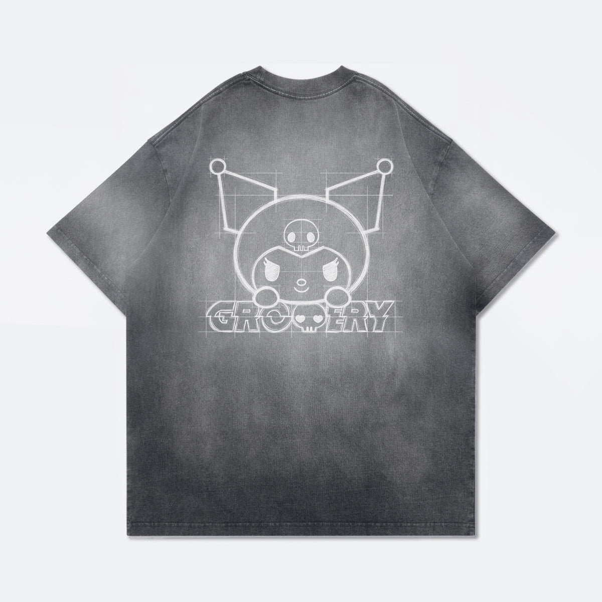 KUROMI SKETCH KUROMI WASHED GRAPHIC TEE/ FADED BLACK