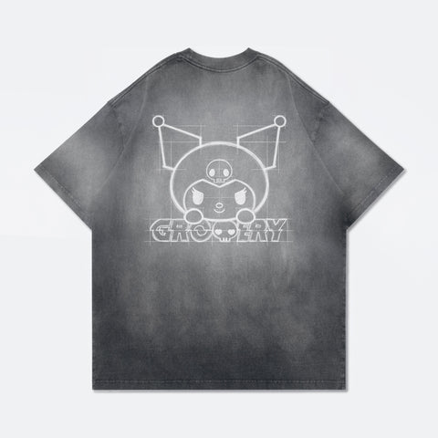 KUROMI SKETCH KUROMI WASHED GRAPHIC TEE/ FADED BLACK