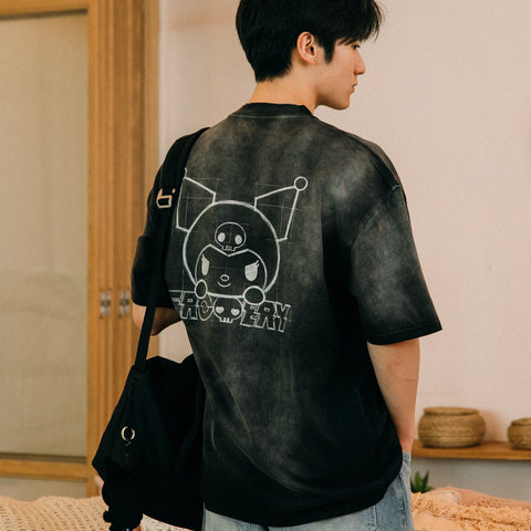 KUROMI SKETCH KUROMI WASHED GRAPHIC TEE/ FADED BLACK