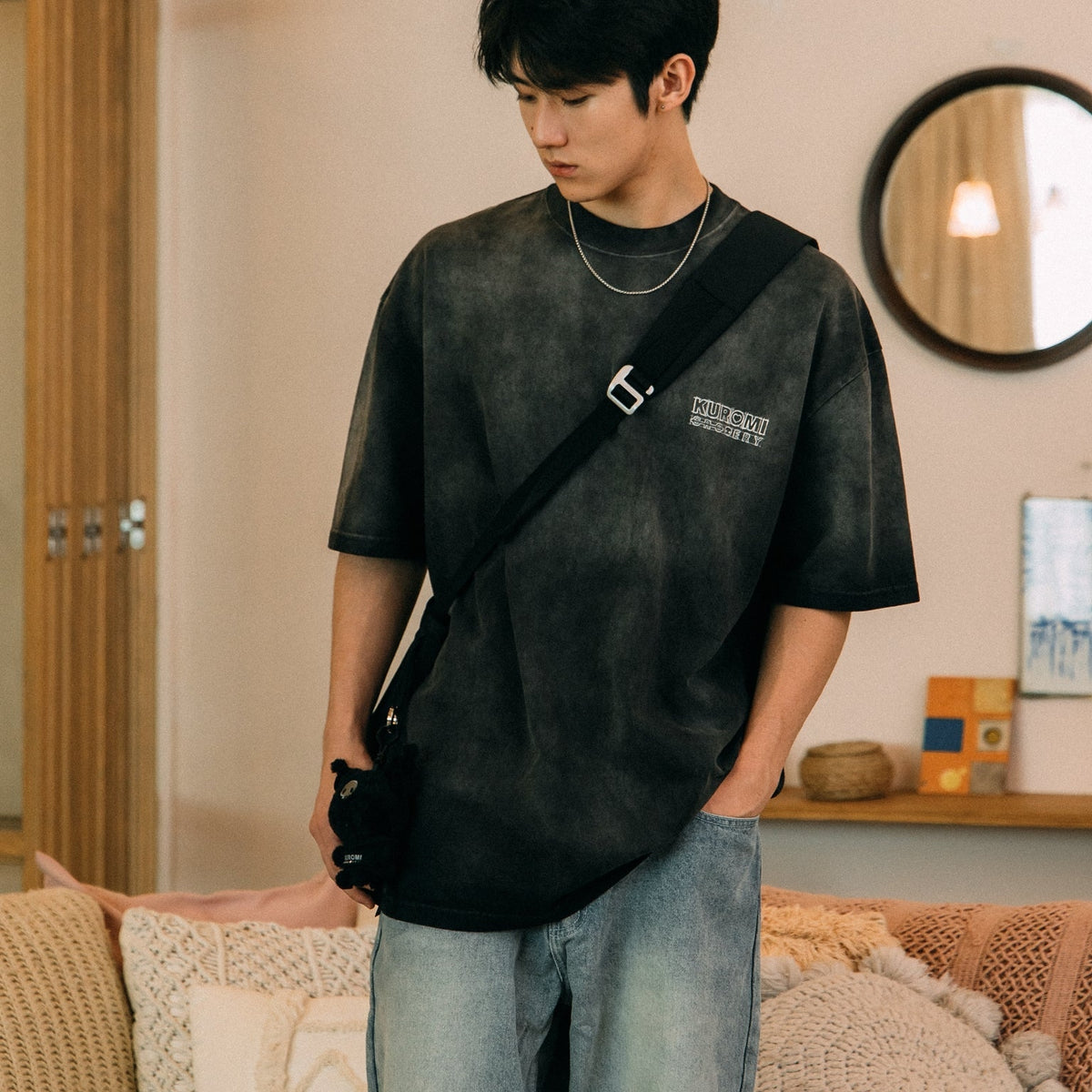KUROMI SKETCH KUROMI WASHED GRAPHIC TEE/ FADED BLACK