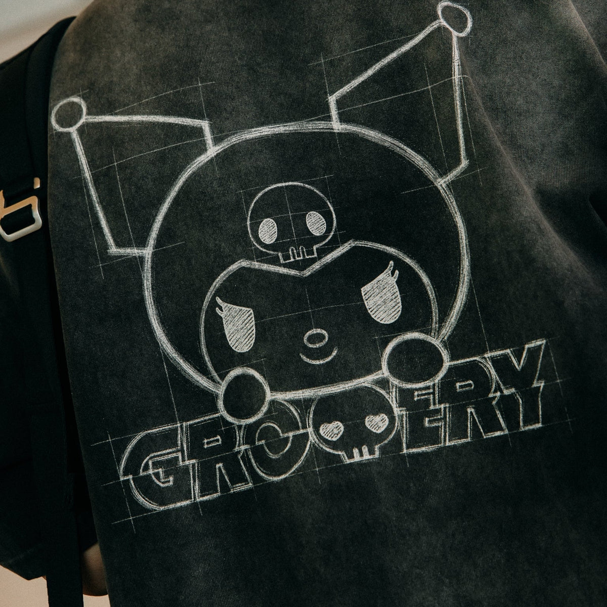 KUROMI SKETCH KUROMI WASHED GRAPHIC TEE/ FADED BLACK