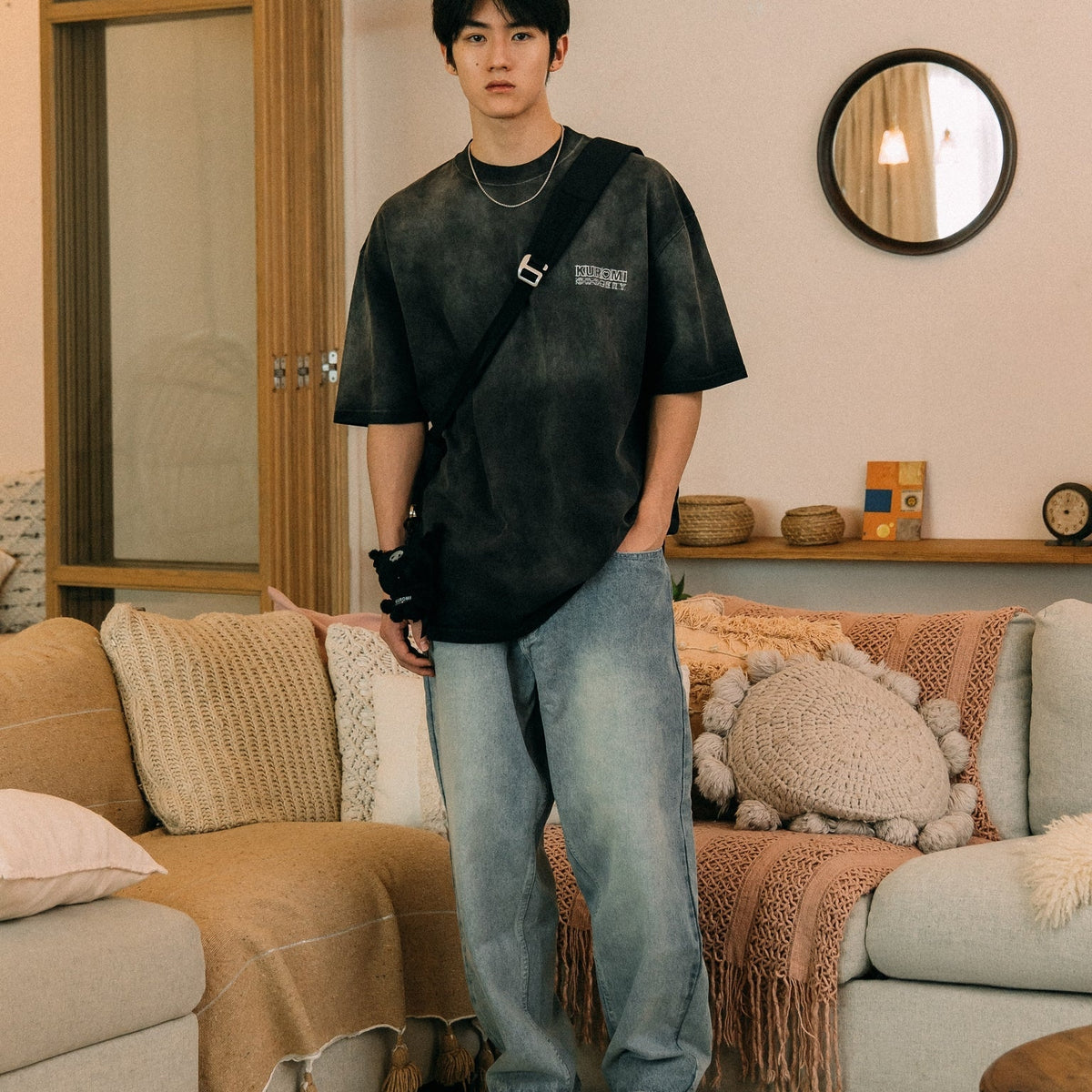 KUROMI SKETCH KUROMI WASHED GRAPHIC TEE/ FADED BLACK