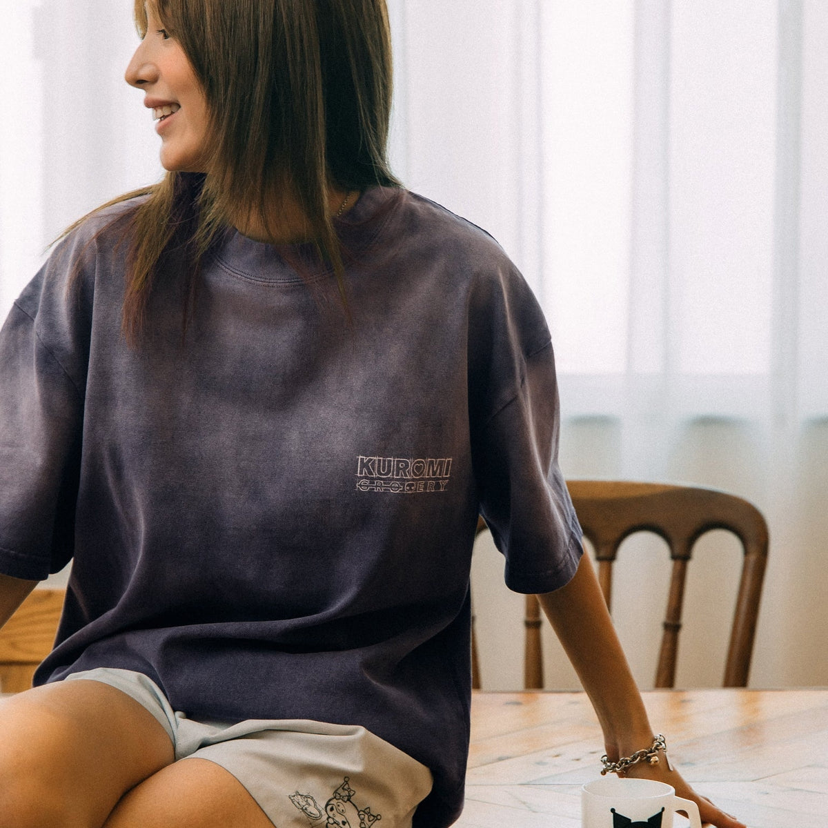 KUROMI SKETCH KUROMI WASHED GRAPHIC TEE/ FADED PURPLE
