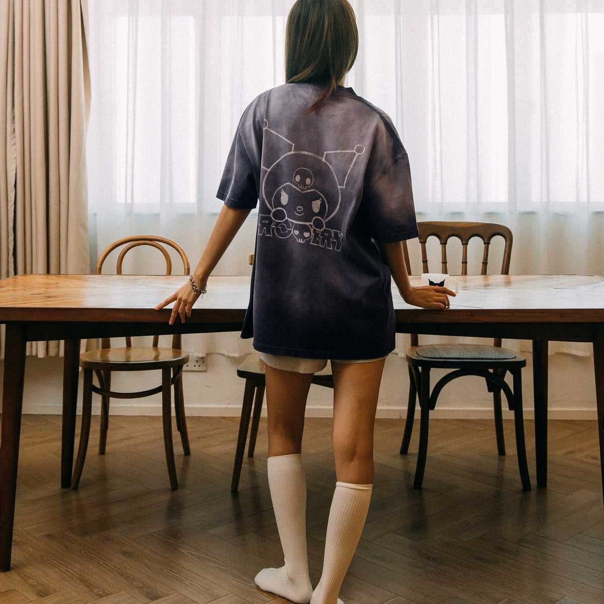 KUROMI SKETCH KUROMI WASHED GRAPHIC TEE/ FADED PURPLE