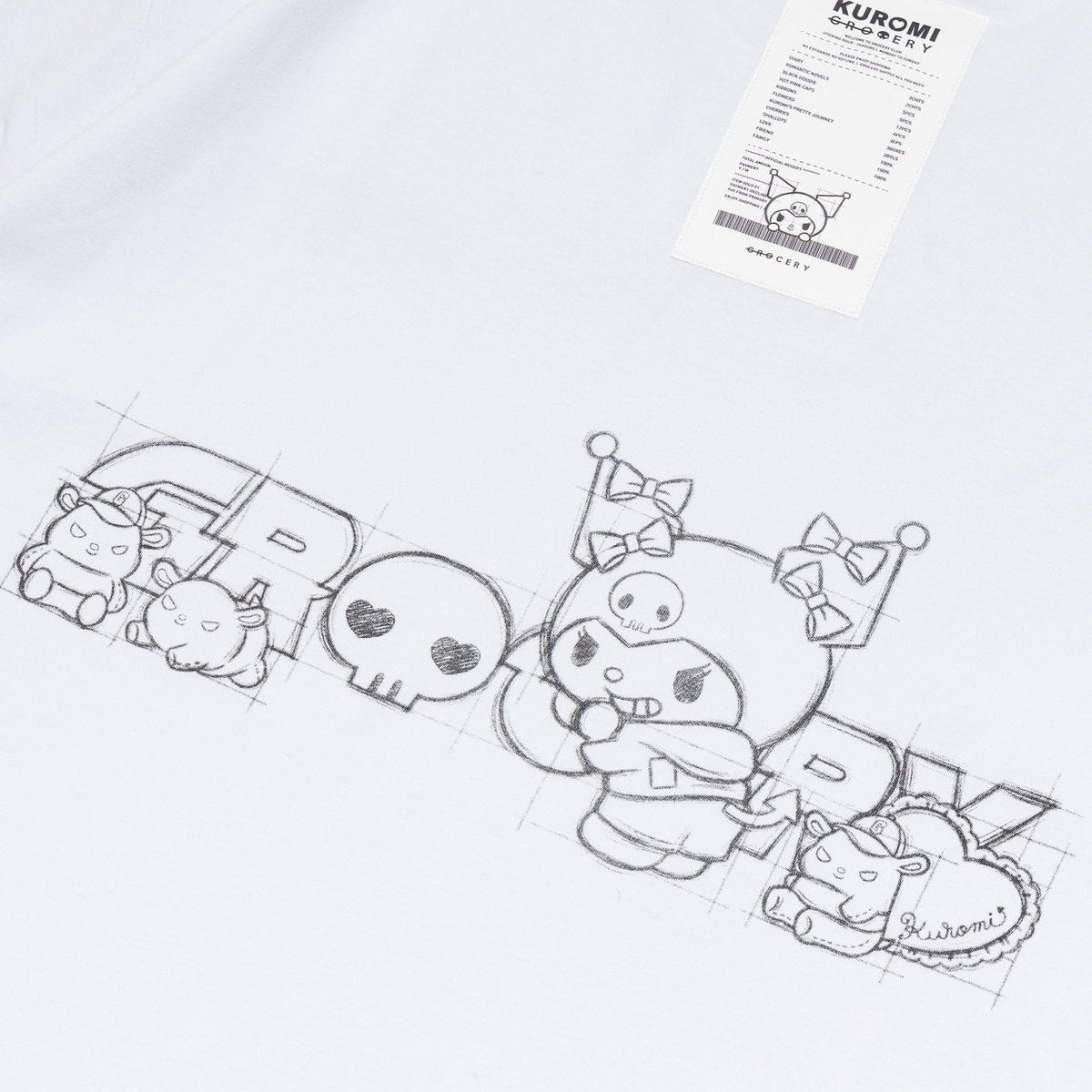 KUROMI SKETCH LOGO INVOICE TEE/ WHITE