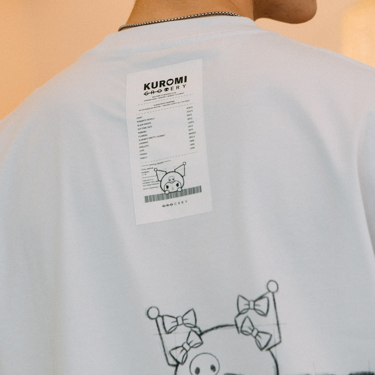 KUROMI SKETCH LOGO INVOICE TEE/ WHITE