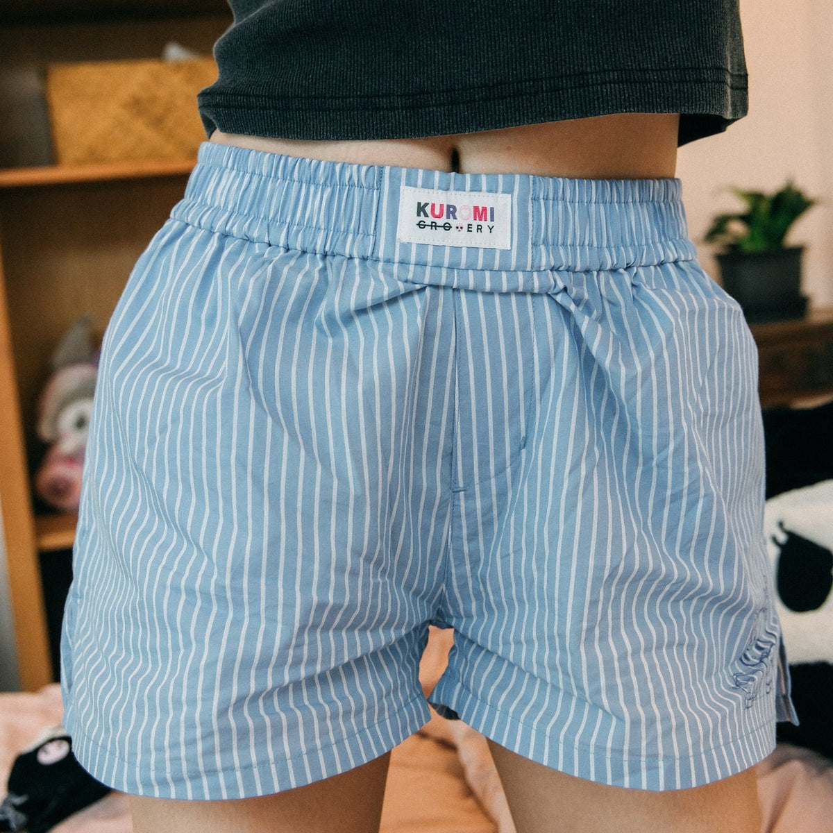 KUROMI STRIPE BOXER SHORTS/ BLUE