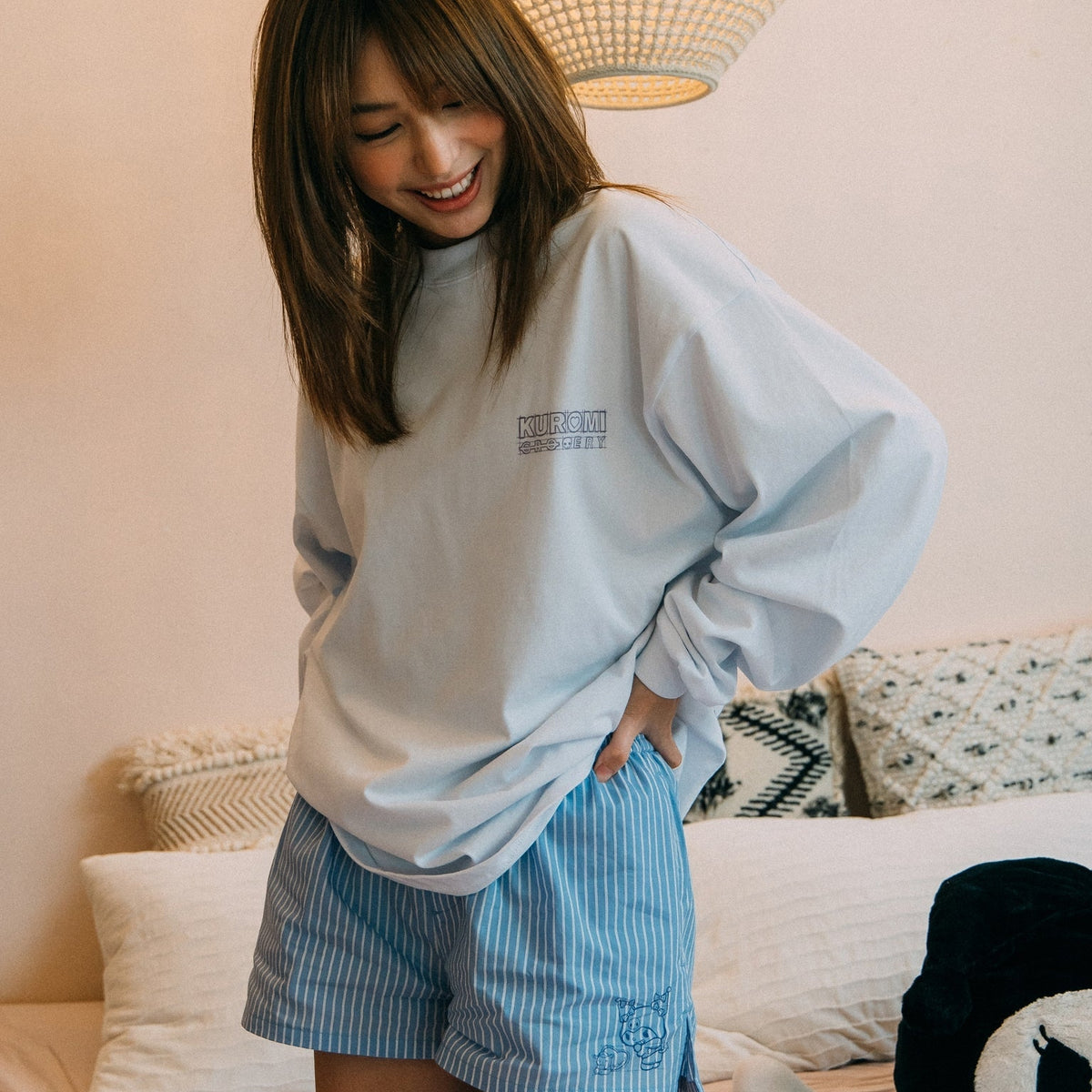 KUROMI STRIPE BOXER SHORTS/ BLUE