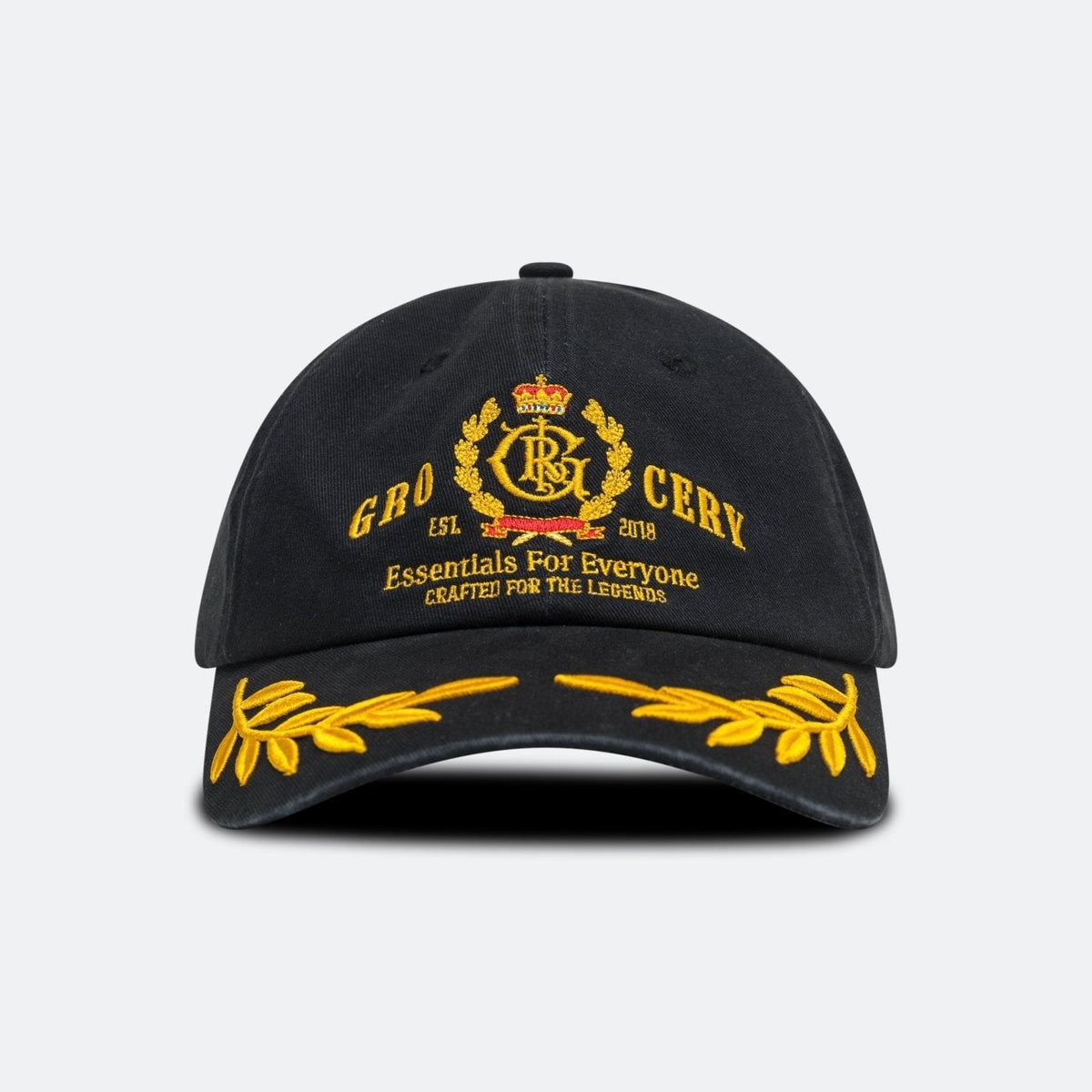 LIGHT WASHED COLLEGE OAK LEAVES EMBROIDERY CAP/ NAVY