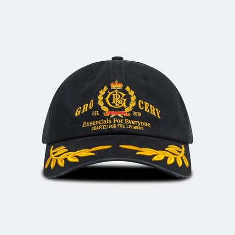 LIGHT WASHED COLLEGE OAK LEAVES EMBROIDERY CAP/ NAVY