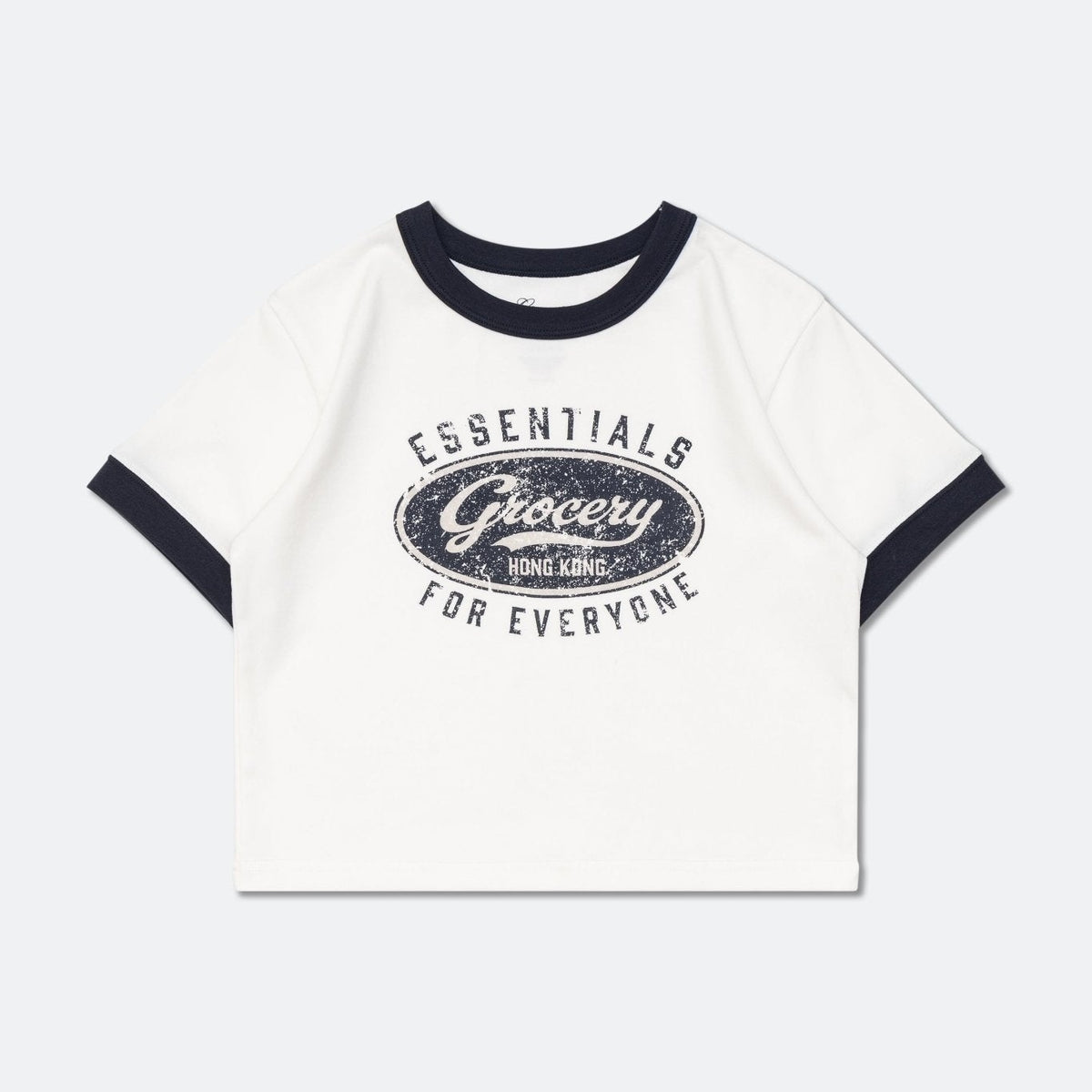 LOGO CROPPED RINGER TEE/ WHITE