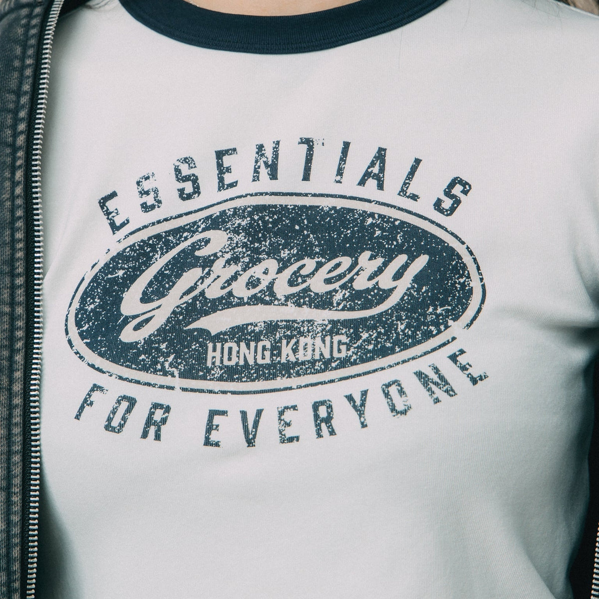 LOGO CROPPED RINGER TEE/ WHITE