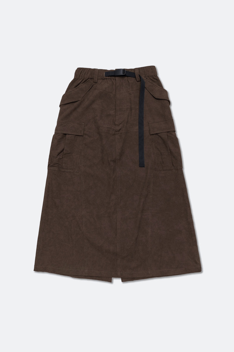 NYLON MULTI POCKET CARGO SKIRT/ BROWN