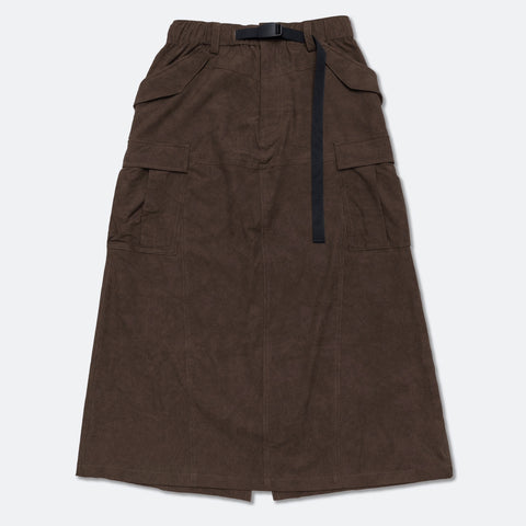 NYLON MULTI POCKET CARGO SKIRT/ BROWN