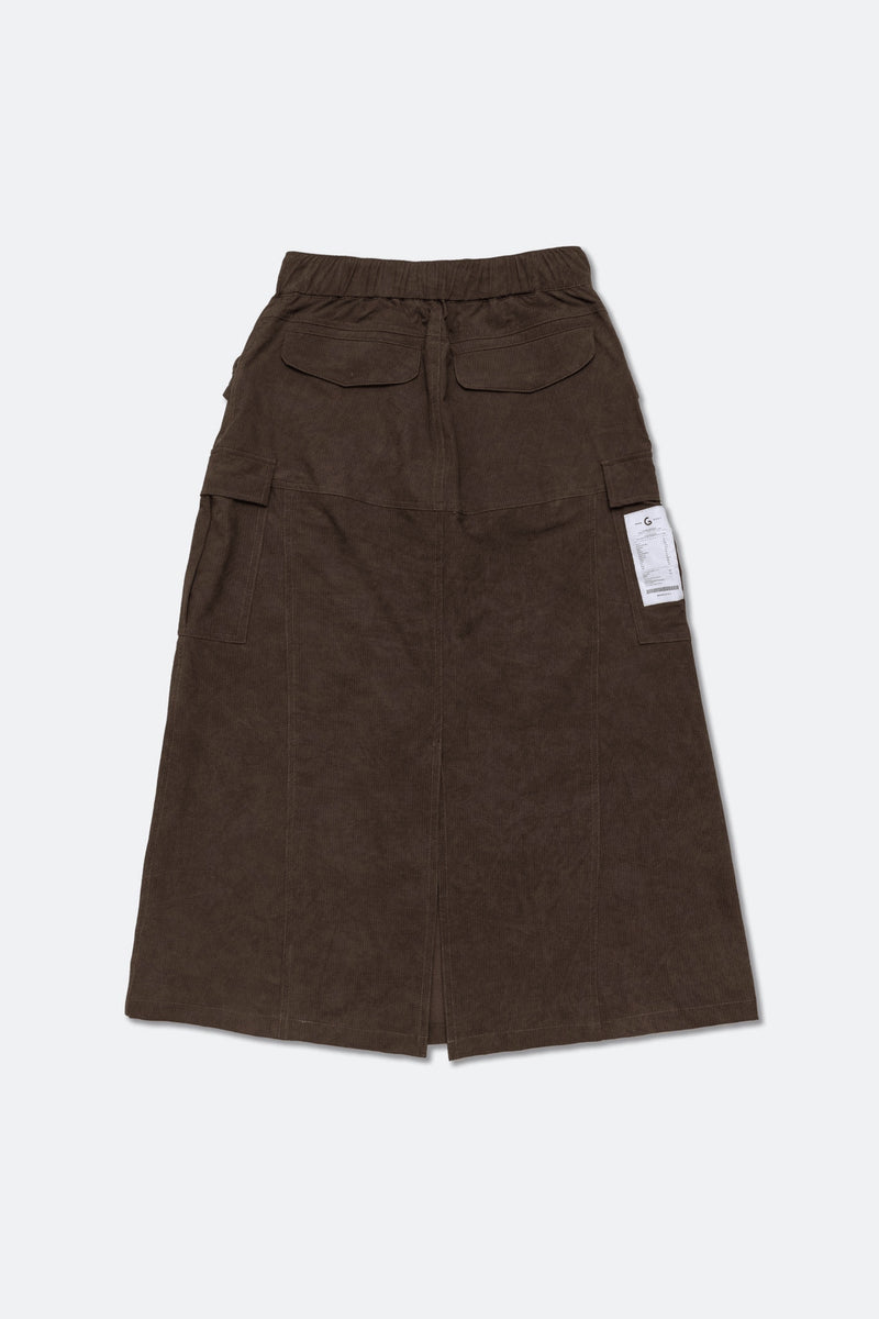 NYLON MULTI POCKET CARGO SKIRT/ BROWN