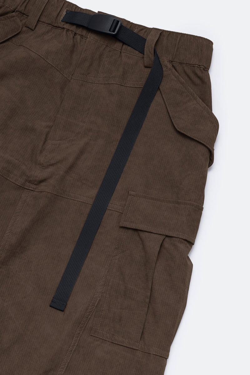 NYLON MULTI POCKET CARGO SKIRT/ BROWN