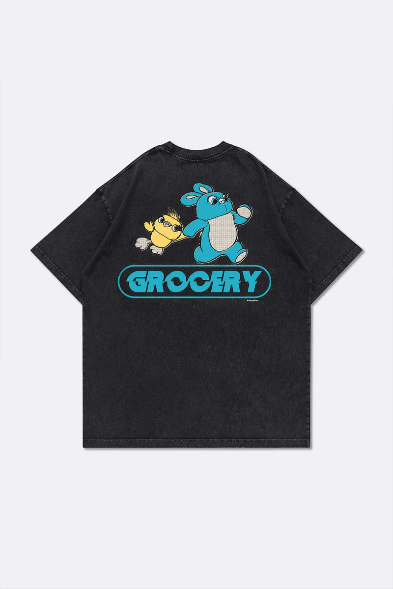 TOY STORY SNOW WASHED BUNNY AND DUCKY GRAPHIC TEE - WASHED BLACK