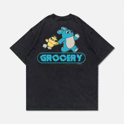 TOY STORY SNOW WASHED BUNNY AND DUCKY GRAPHIC TEE - WASHED BLACK