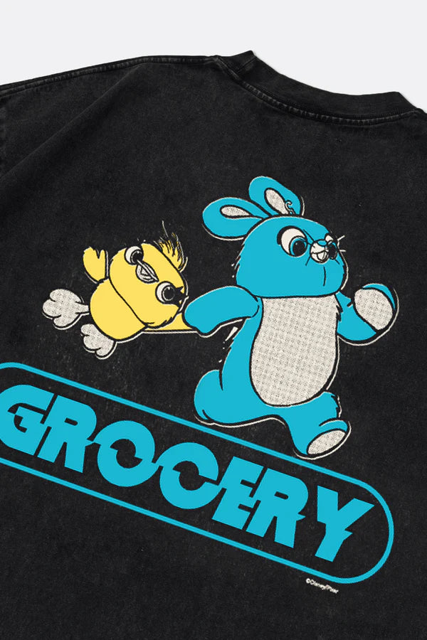 TOY STORY SNOW WASHED BUNNY AND DUCKY GRAPHIC TEE - WASHED BLACK