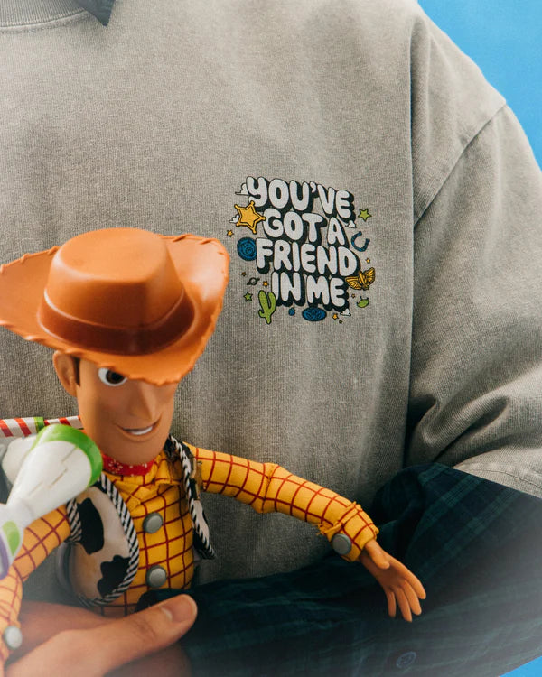 TOY STORY SNOW WASHED LET'S GET ROWDY GRAPHIC TEE - WASHED GREY