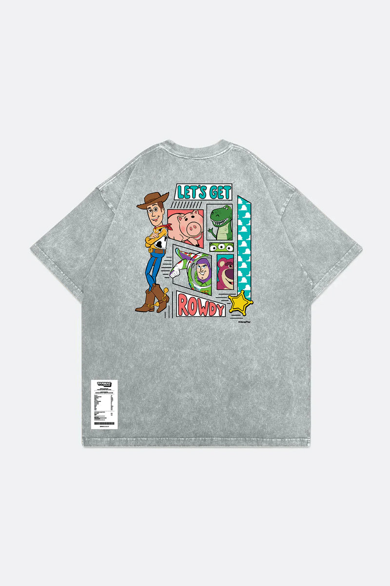 TOY STORY SNOW WASHED LET'S GET ROWDY GRAPHIC TEE - WASHED GREY