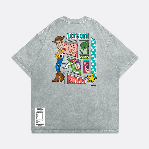 TOY STORY SNOW WASHED LET'S GET ROWDY GRAPHIC TEE - WASHED GREY