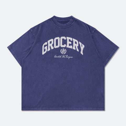 GROCERY VINTAGE COLLEGE LOGO WASHED BOXY TEE/ PURPLE