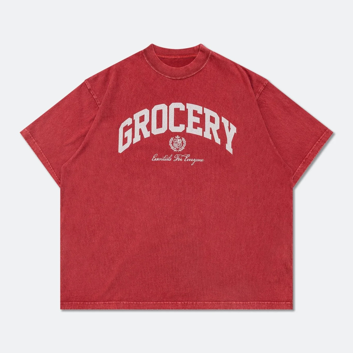 GROCERY VINTAGE COLLEGE LOGO WASHED BOXY TEE/ RED