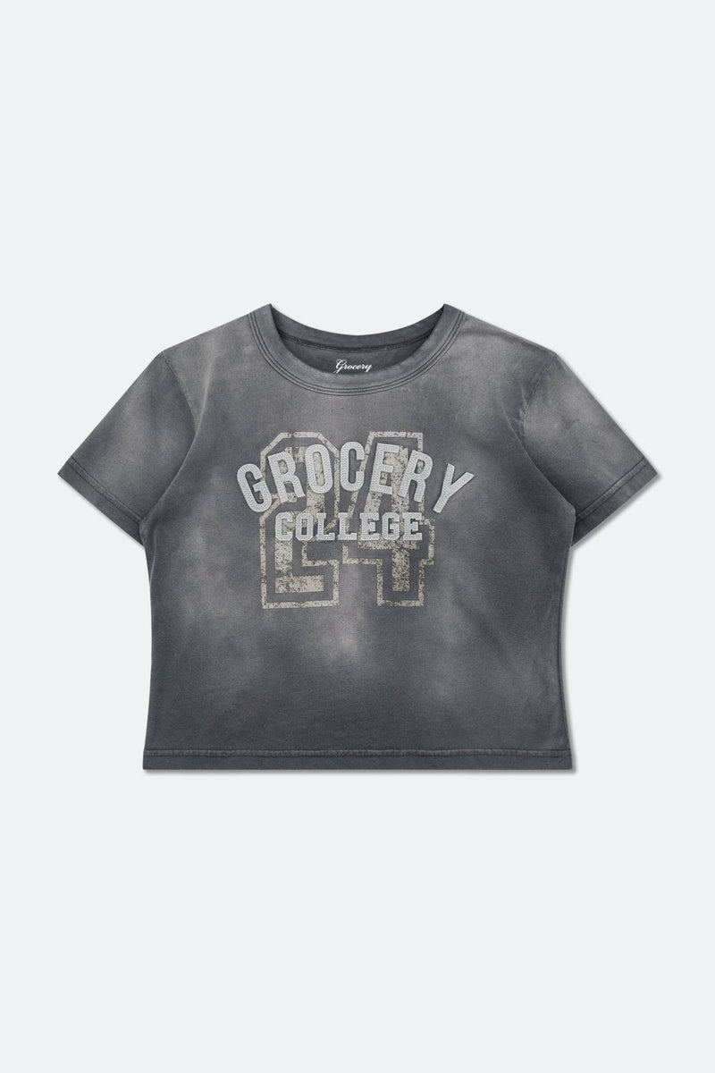 WASHED COLLEGE BABY TEE/ FADED GREY