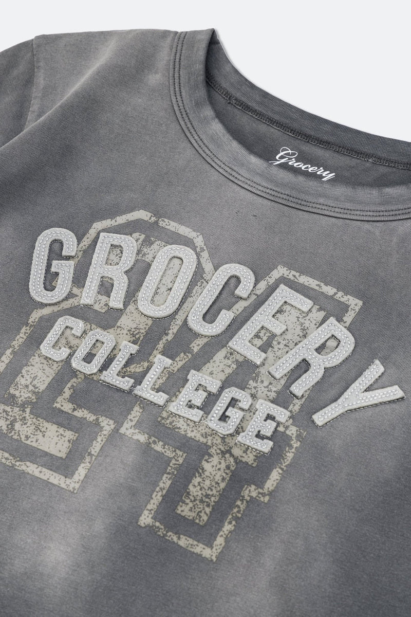 WASHED COLLEGE BABY TEE/ FADED GREY
