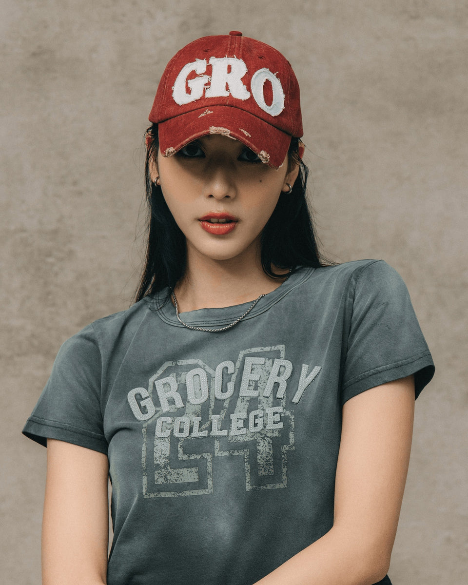 WASHED COLLEGE BABY TEE/ FADED GREY