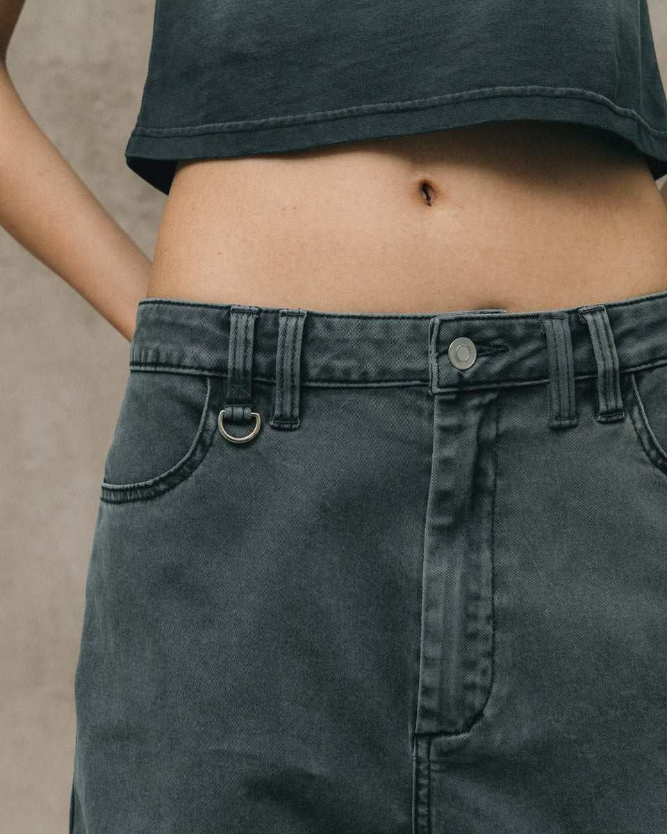 WASHED WIDE LEG CARGO PANTS/ STONE
