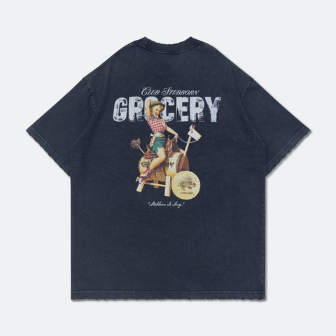 STUBBORN IS SEXY WASHED GRAPHIC TEE/ WASHED NAVY