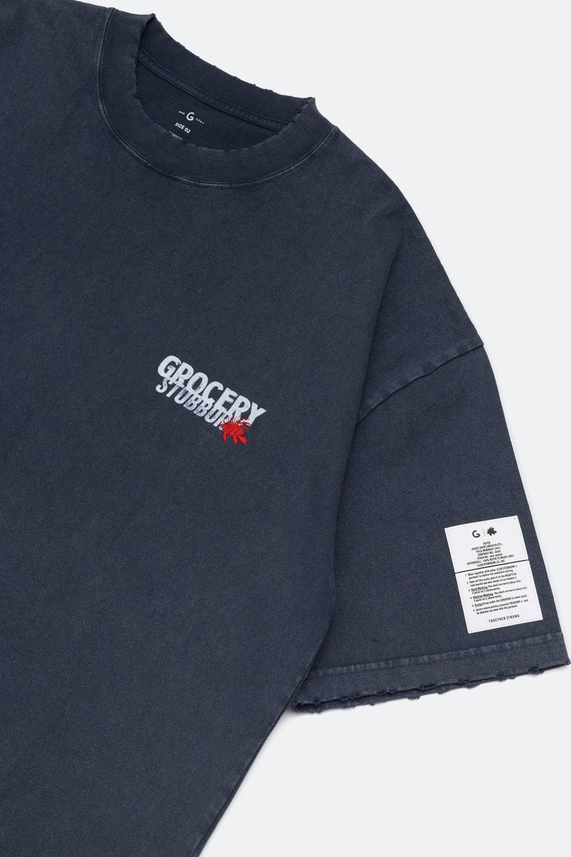 STUBBORN IS SEXY WASHED GRAPHIC TEE/ WASHED NAVY