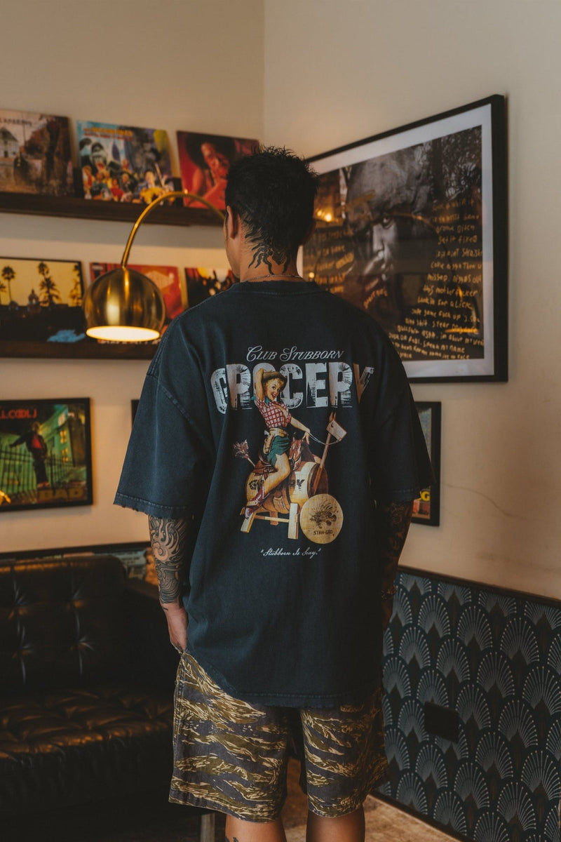 STUBBORN IS SEXY WASHED GRAPHIC TEE/ WASHED NAVY