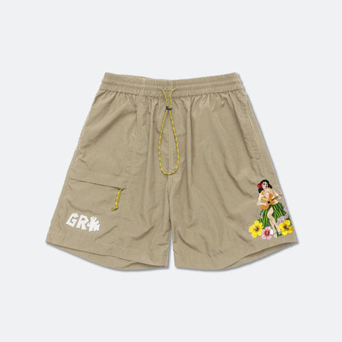GROCERY x CLUB STUBBORN ULTRA SOUVENIR SHORTS - HAWAII KHAKI