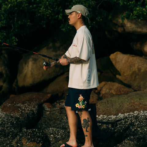 GROCERY x CLUB STUBBORN ULTRA SOUVENIR SHORTS - HAWAII NAVY