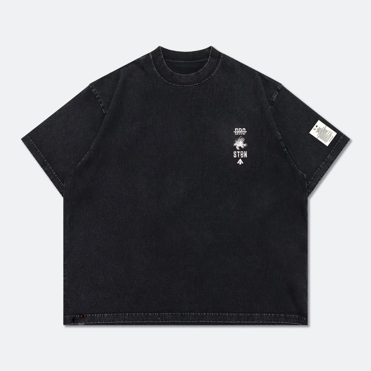 GROCERY x CLUB STUBBORN WASHED AMERICAN GIRL GRAPHIC BOXY TEE - BLACK