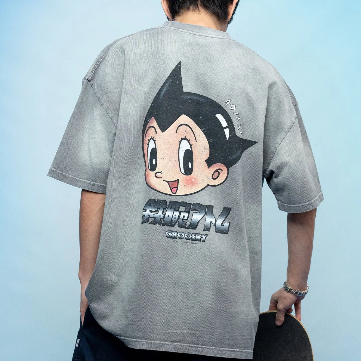 GROCERY x TOY QUBE ASTRO BOY BIG HEAD TEE/ WASHED GREY