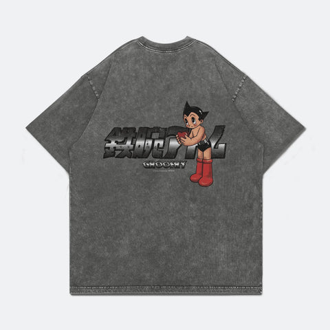 GROCERY x TOY QUBE ASTRO BOY WASHED HEART TEE/ WASHED CHARCOAL