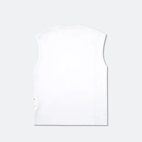 GROSPORTS COTTON SPANDEX BLEND INVOICE SLEEVELESS T-SHIRT - WHITE